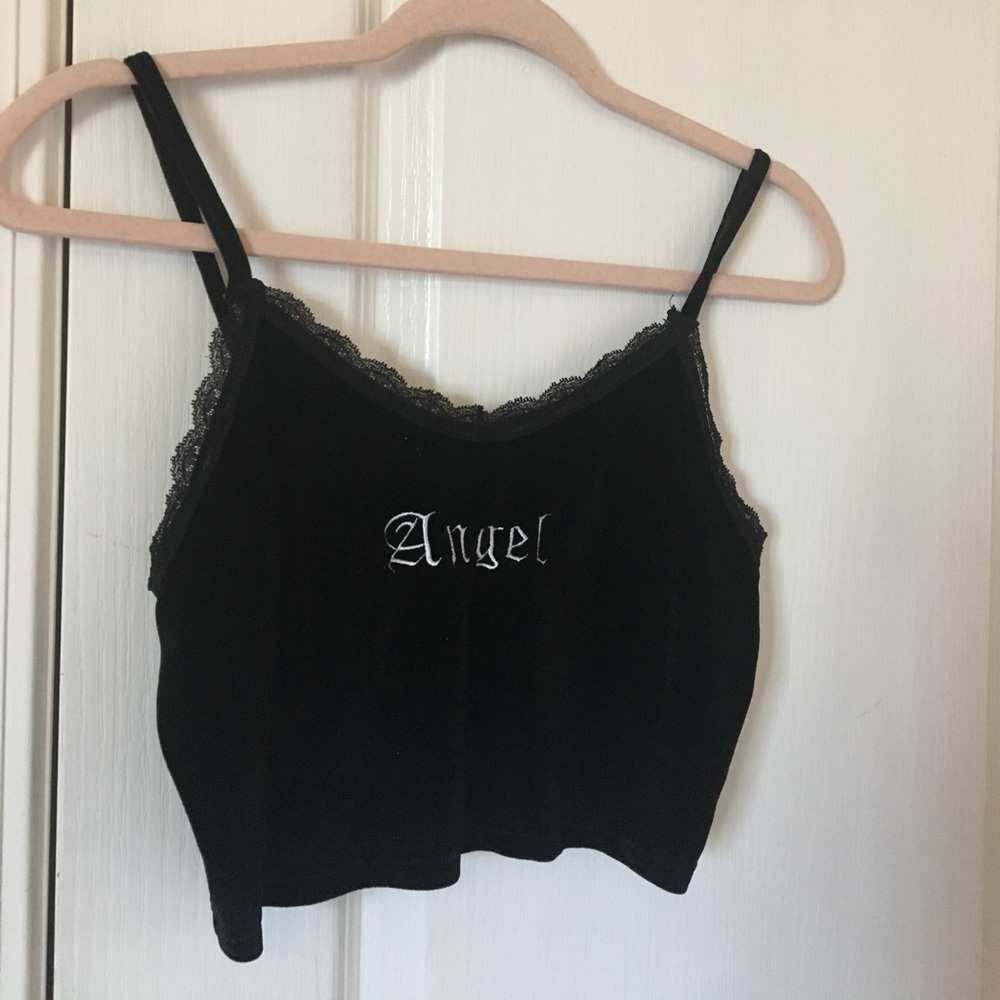 Angel faux velvet crop top 👼